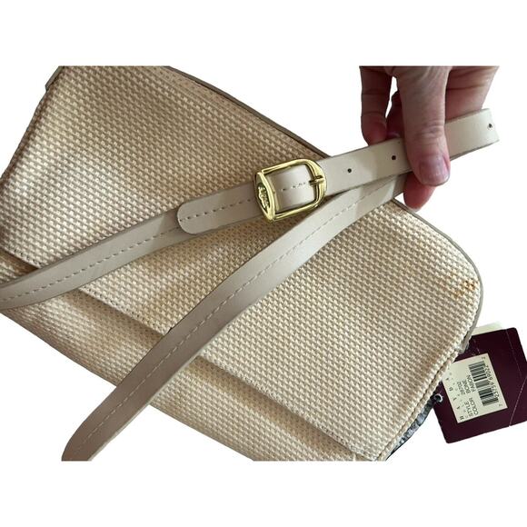 Etienne Aigner Woven Cream Snap Close Leather Strap‎ Crossbody Bag New - Picture 13 of 13